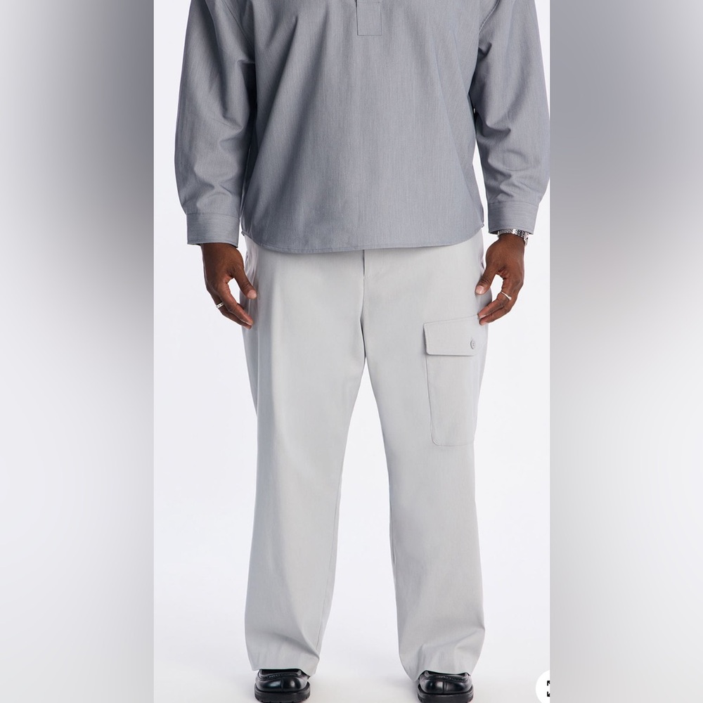 Fashion Nova Men's Light Gray Cargo Pants - Utility Pocket Style